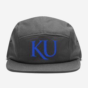 NEW Kansas Jayhawks KU 5 Panel Camper Strapback Hat DARK GREY